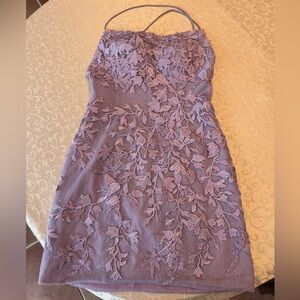 Sherri Hill Lavender Floral Lace Strapless Dress Size 4 – Prom / Formal